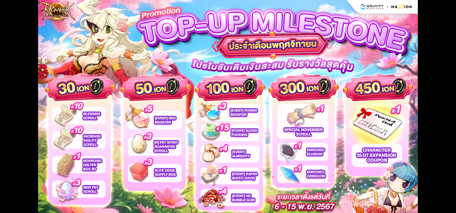 Ragnarok Landverse Thailand Top-Up Milestone💰 เติมเงินสะสม ปลดล็อกรางวัล ประจำเดือนพฤศจิกายน✨