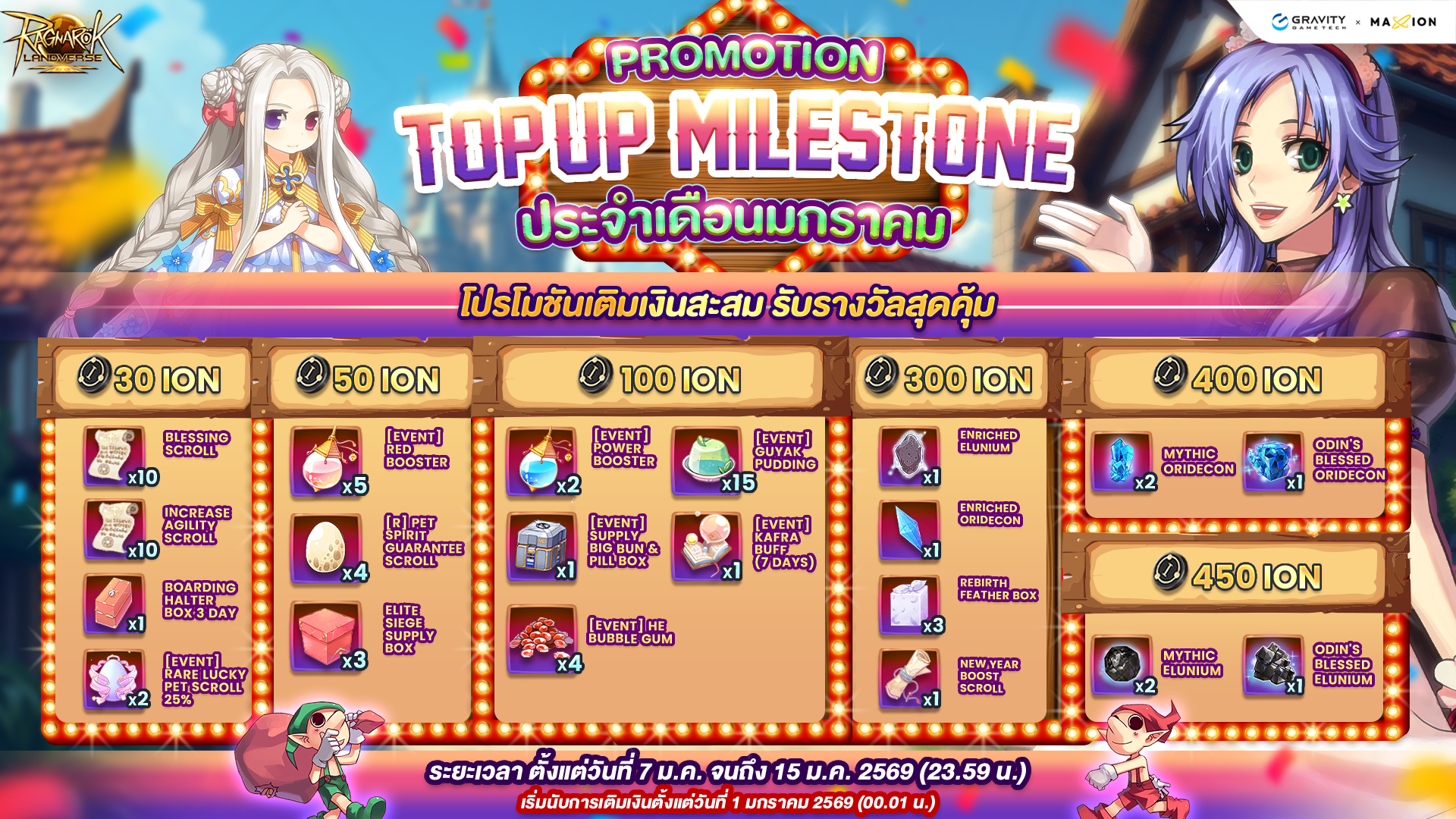 Ragnarok Landverse Thailand Top-Up Milestone💰 เติมเงินสะสม ปลดล็อกรางวัล ประจำเดือนมกราคม✨