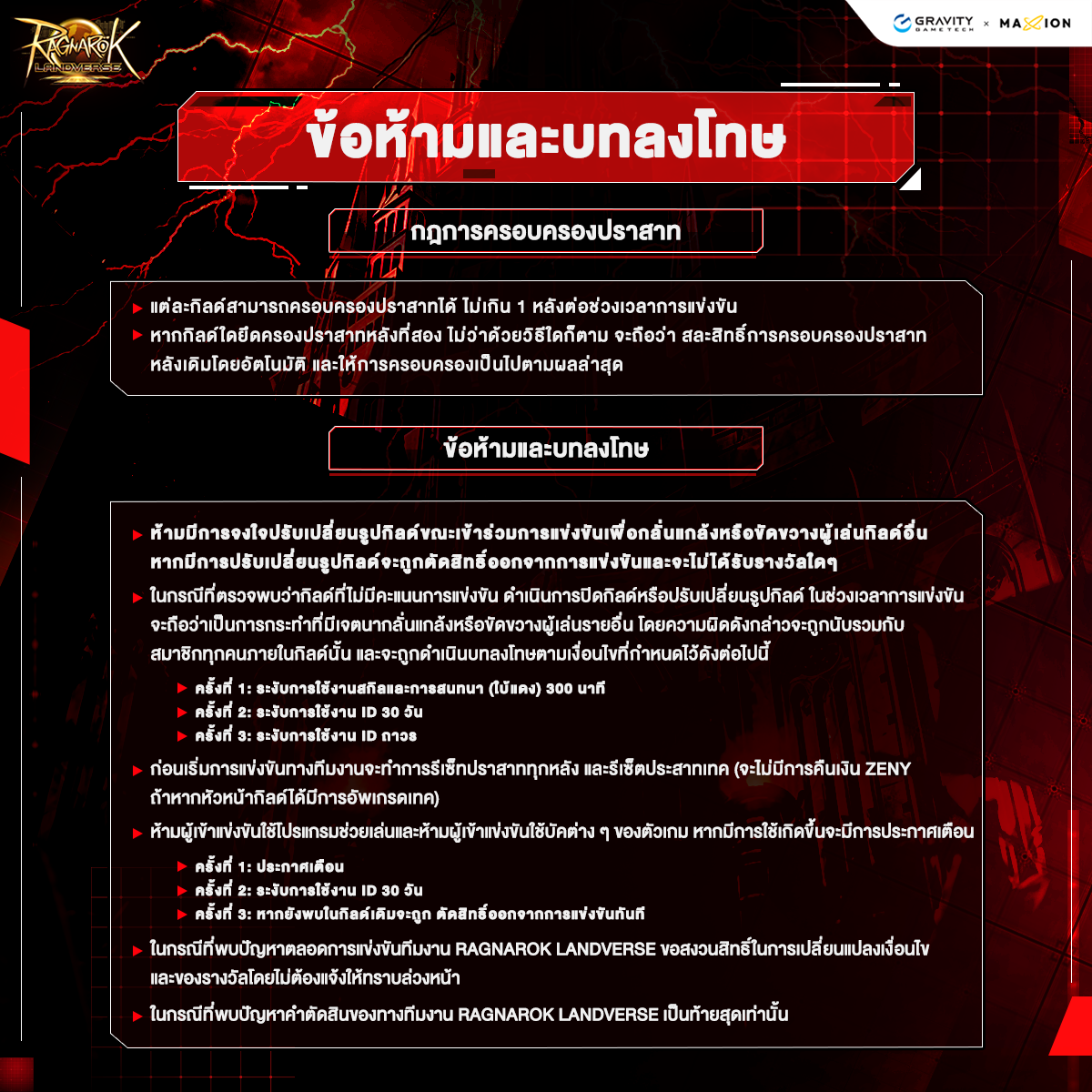 ข้อห้ามและบทลงโทษ