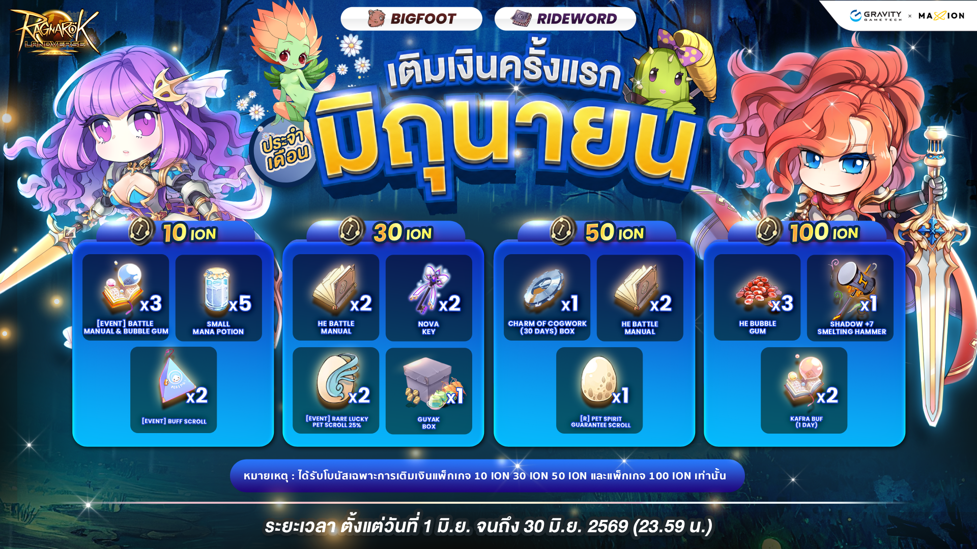 Ragnarok Landverse Thailand ✨โปรเติมเงินครั้งแรก ประจำเดือนมิถุนายน